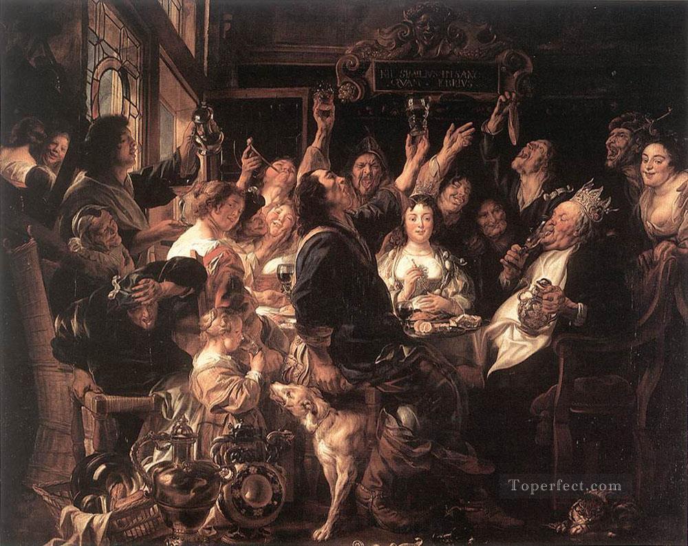 「豆の王」フランドル・バロック様式 ヤコブ・ヨルダーンス油絵